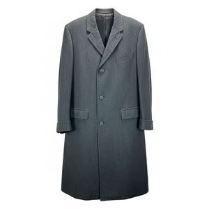 Vintage Charcoal Wool Overcoat Tailored Long Coat Classic Minimalist 44R